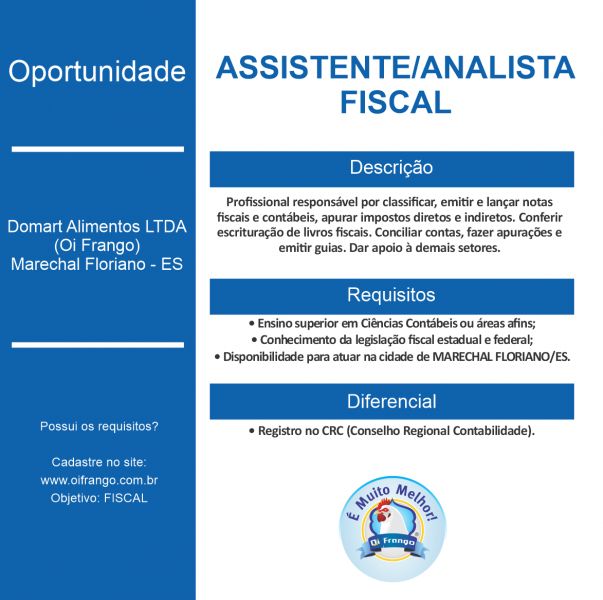 ASSISTENTE / ANALISTA FISCAL